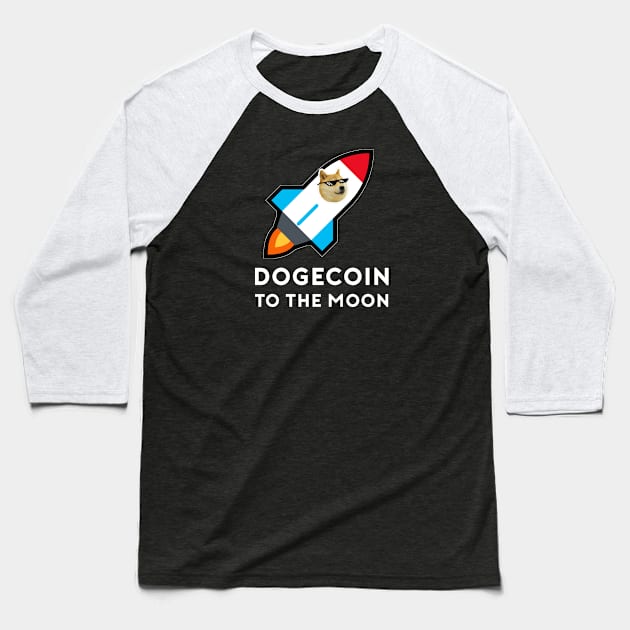 Dogecoin To The Moon Baseball T-Shirt by PurpleandOrange